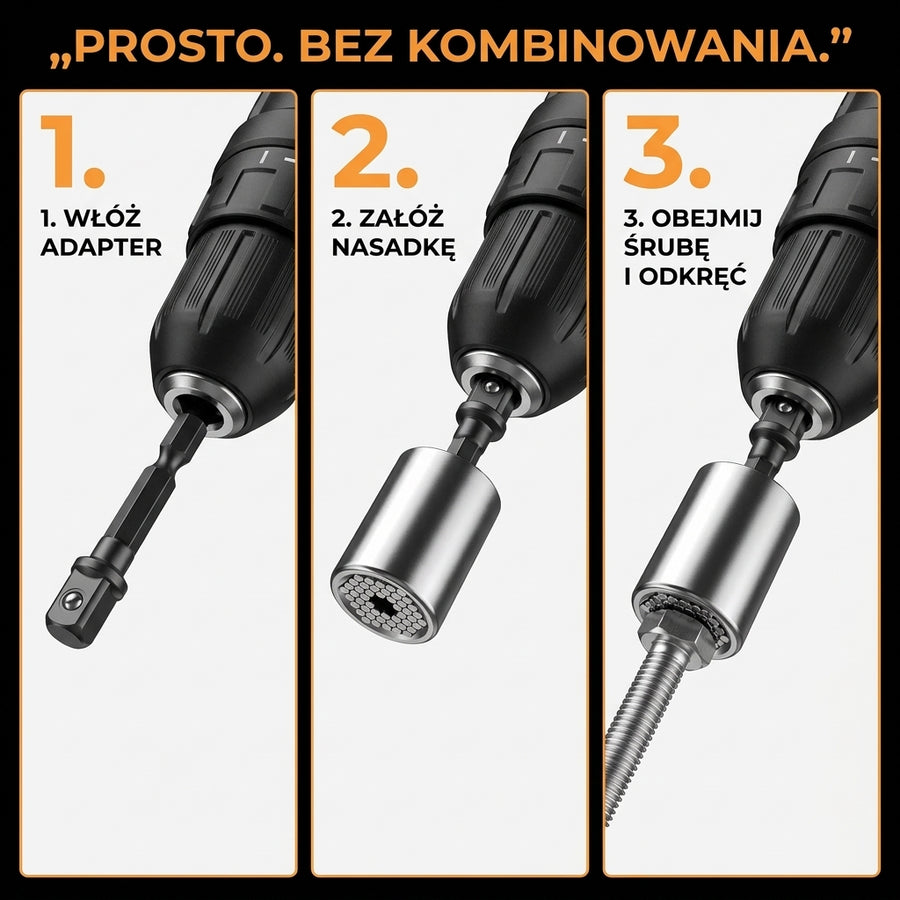 Kolejne kroki użycia nasadki BoltGrip